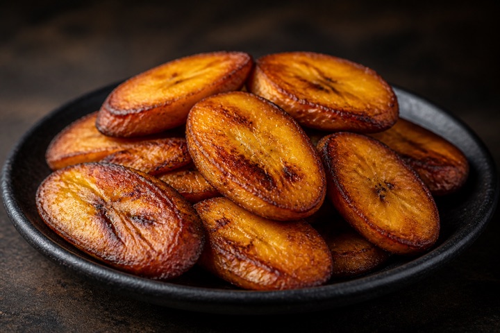 Plantain: Fried sweet ripe plantains.